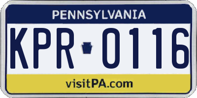 PA license plate KPR0116