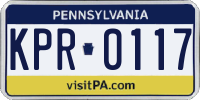 PA license plate KPR0117