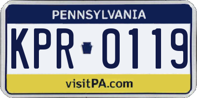 PA license plate KPR0119
