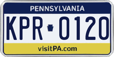 PA license plate KPR0120
