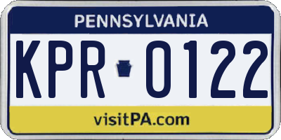 PA license plate KPR0122