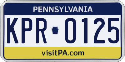 PA license plate KPR0125