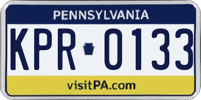 PA license plate KPR0133