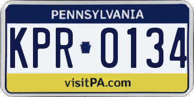 PA license plate KPR0134