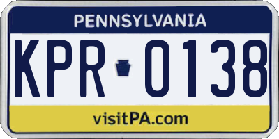 PA license plate KPR0138