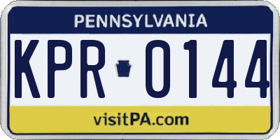PA license plate KPR0144