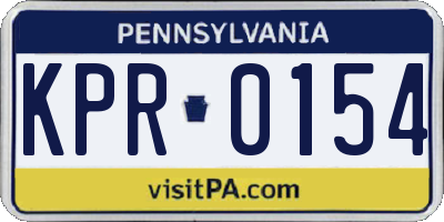 PA license plate KPR0154