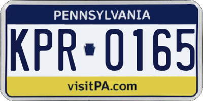 PA license plate KPR0165