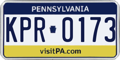 PA license plate KPR0173