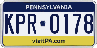 PA license plate KPR0178