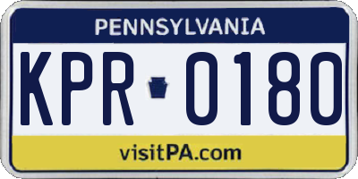 PA license plate KPR0180