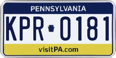 PA license plate KPR0181
