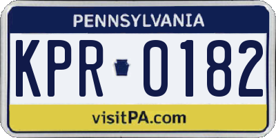 PA license plate KPR0182
