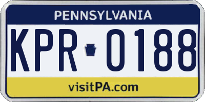 PA license plate KPR0188
