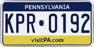 PA license plate KPR0192
