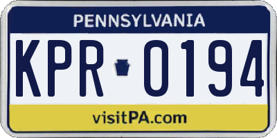 PA license plate KPR0194
