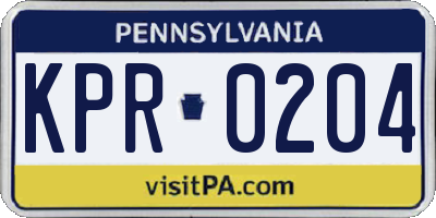PA license plate KPR0204