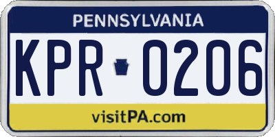 PA license plate KPR0206