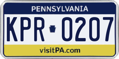 PA license plate KPR0207