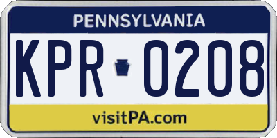 PA license plate KPR0208