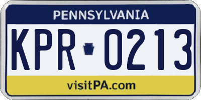 PA license plate KPR0213