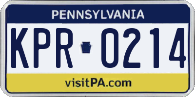 PA license plate KPR0214