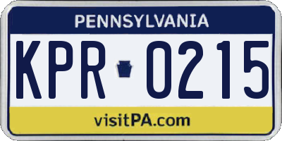PA license plate KPR0215