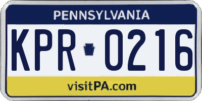 PA license plate KPR0216
