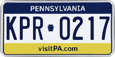 PA license plate KPR0217