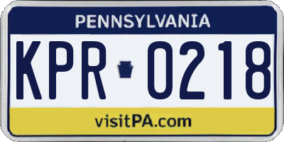 PA license plate KPR0218