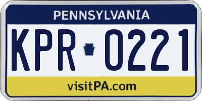 PA license plate KPR0221