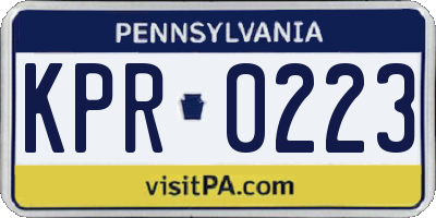 PA license plate KPR0223