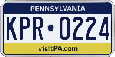 PA license plate KPR0224