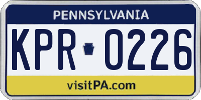 PA license plate KPR0226