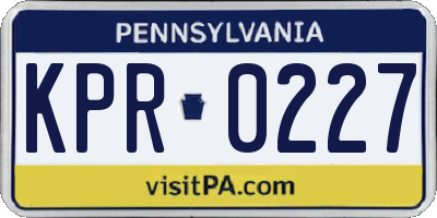 PA license plate KPR0227