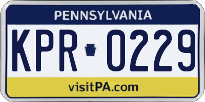 PA license plate KPR0229