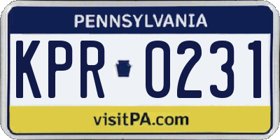 PA license plate KPR0231