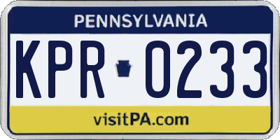PA license plate KPR0233