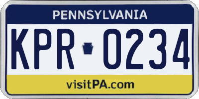 PA license plate KPR0234