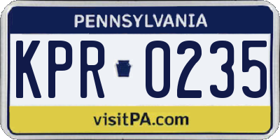 PA license plate KPR0235