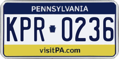 PA license plate KPR0236