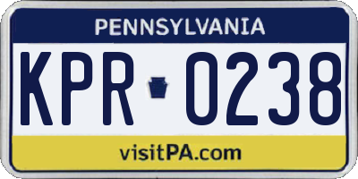 PA license plate KPR0238