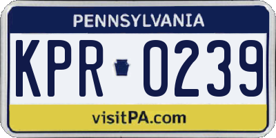 PA license plate KPR0239