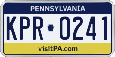 PA license plate KPR0241