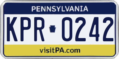 PA license plate KPR0242