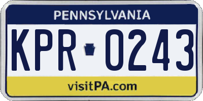 PA license plate KPR0243