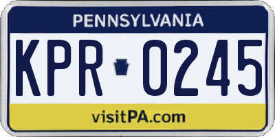 PA license plate KPR0245