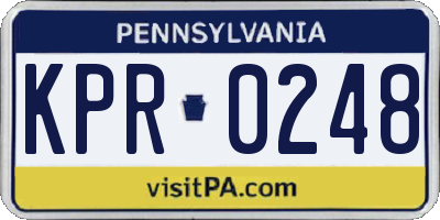 PA license plate KPR0248