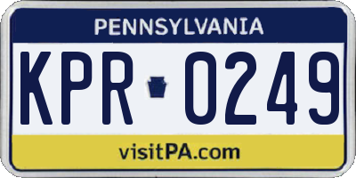 PA license plate KPR0249