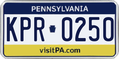 PA license plate KPR0250